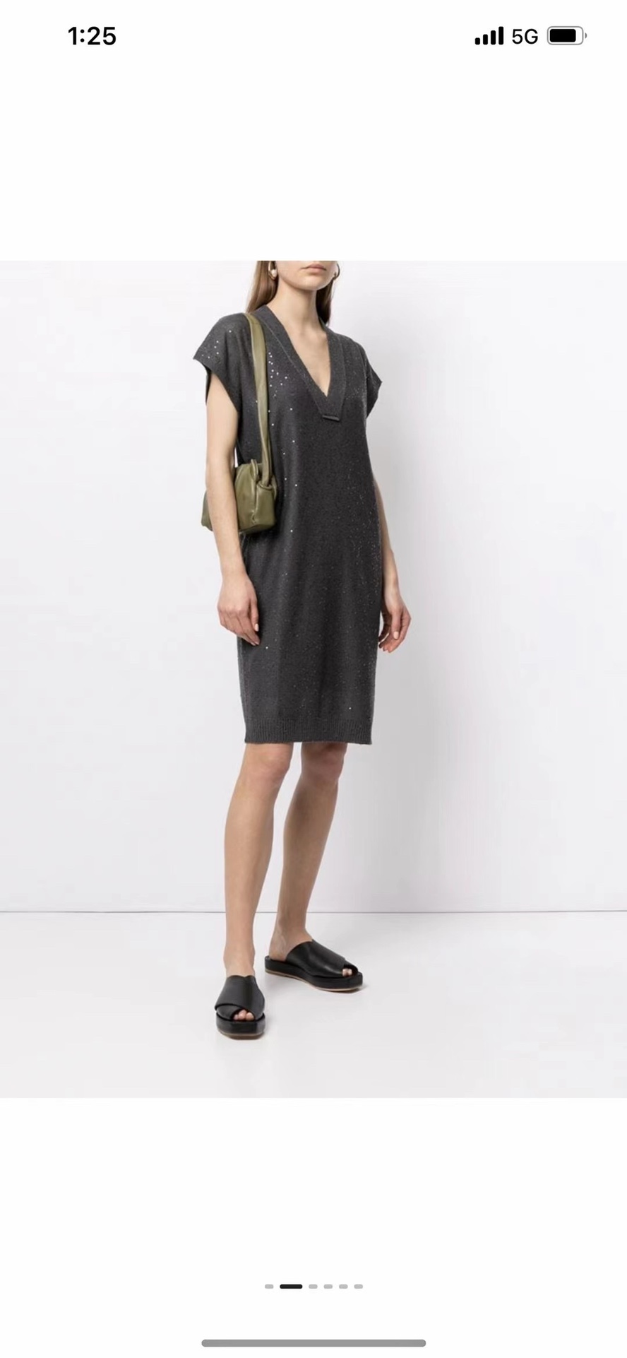 ZILIMARK Linen Silk Sequin Dress with Slip - Short Sleeve, V-Neck 2 i1648368447 3508 1