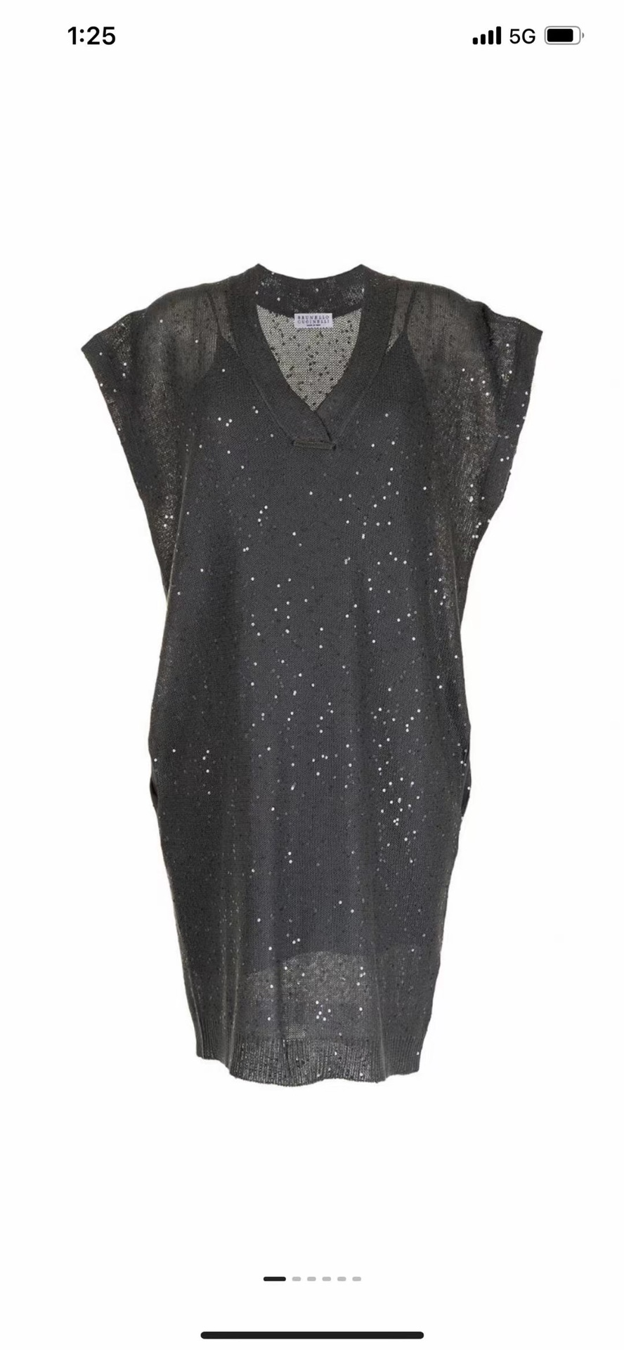 ZILIMARK Linen Silk Sequin Dress with Slip - Short Sleeve, V-Neck 6 i1648368447 6208 0