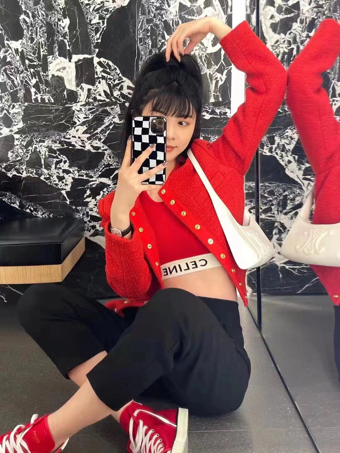 CELINE CUIR TRIOMPHE 24CM BAG 腋下包 198153白色