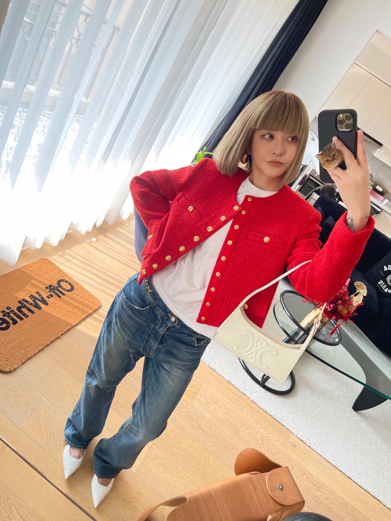 CELINE CUIR TRIOMPHE 24CM BAG 腋下包 198153白色