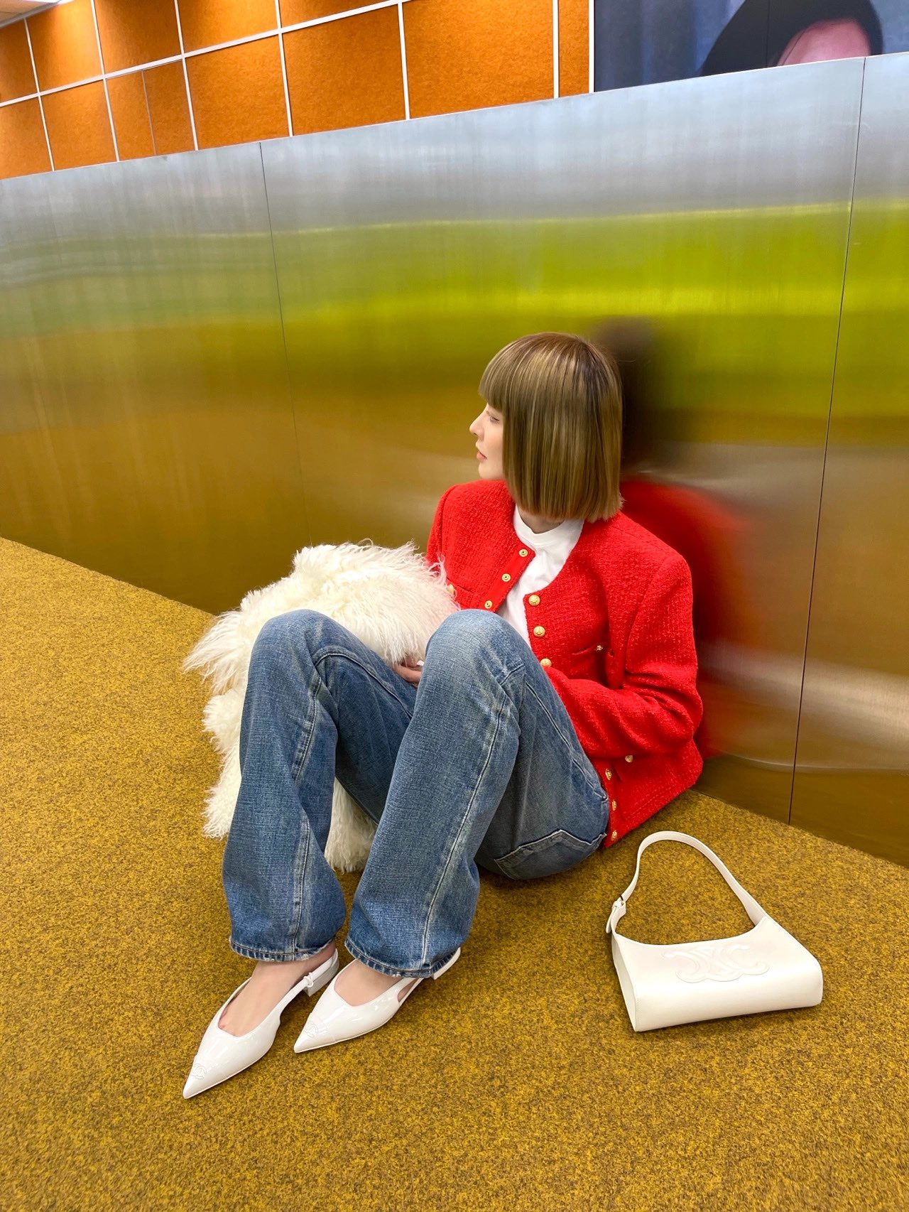 CELINE CUIR TRIOMPHE 24CM BAG 腋下包 198153白色