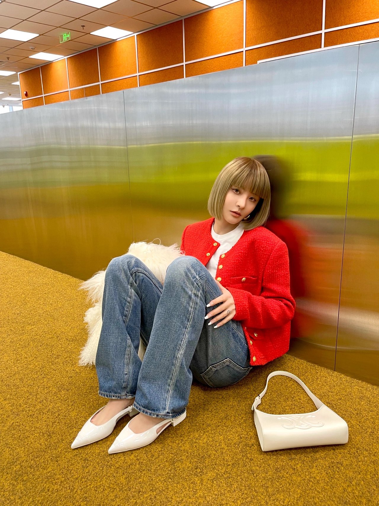 CELINE CUIR TRIOMPHE 24CM BAG 腋下包 198153白色