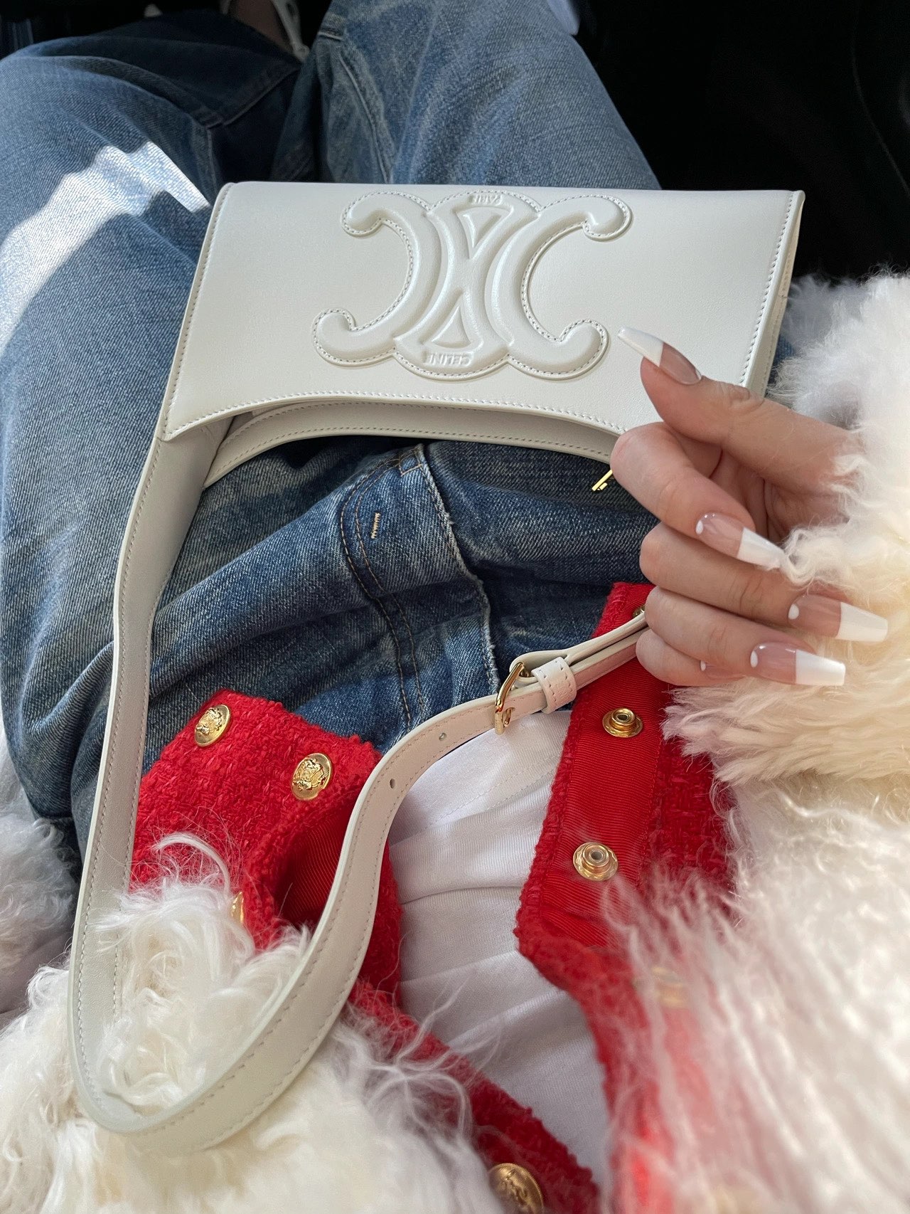 CELINE CUIR TRIOMPHE 24CM BAG 腋下包 198153白色