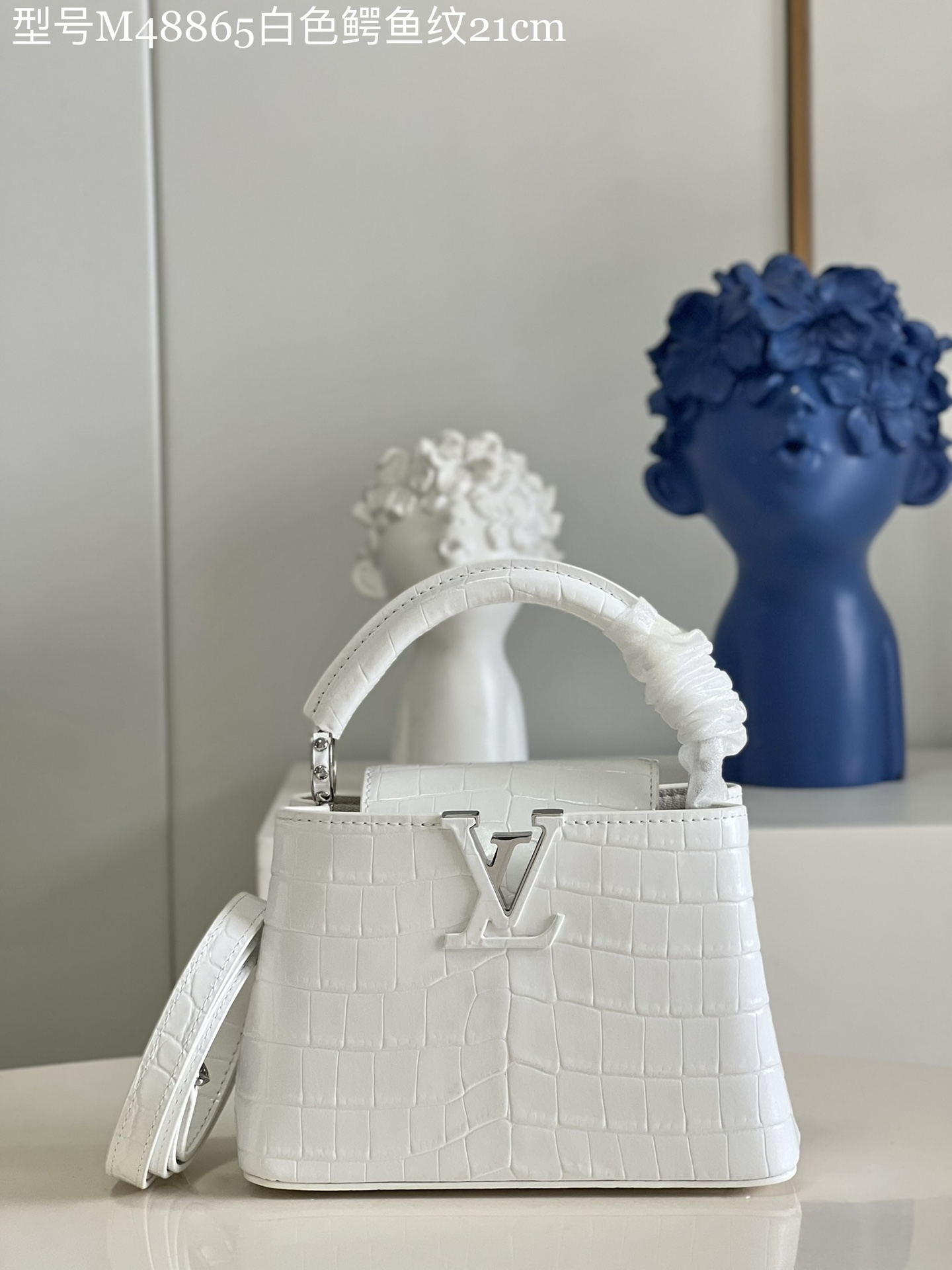 Louis Vuitton LV Capucines Bags Handbags White Crocodile Leather Goat Skin Sheepskin Mini M48865