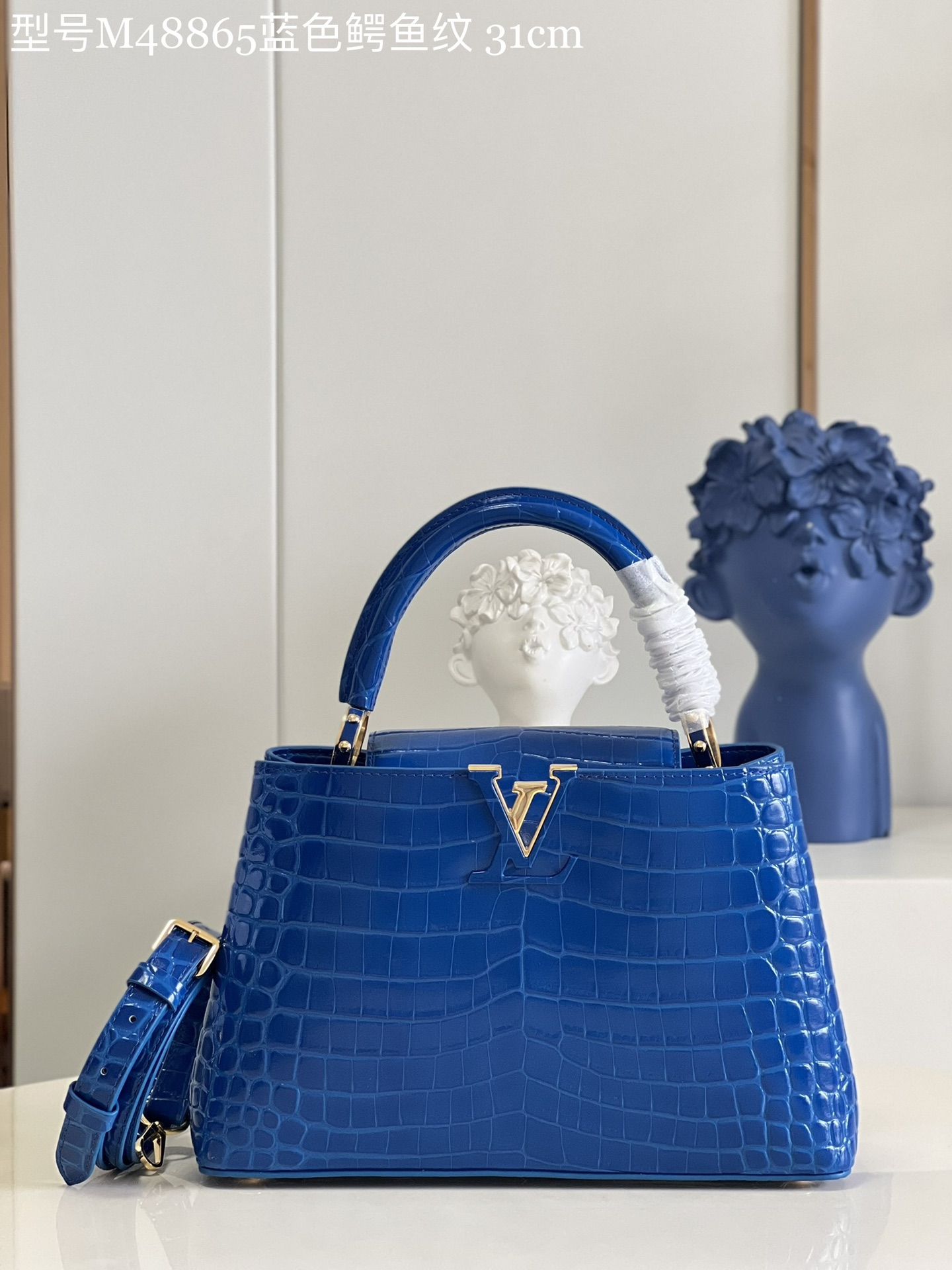 Louis Vuitton LV Capucines Bags Handbags Knockoff Highest Quality
 Blue Crocodile Leather Goat Skin Sheepskin M48865