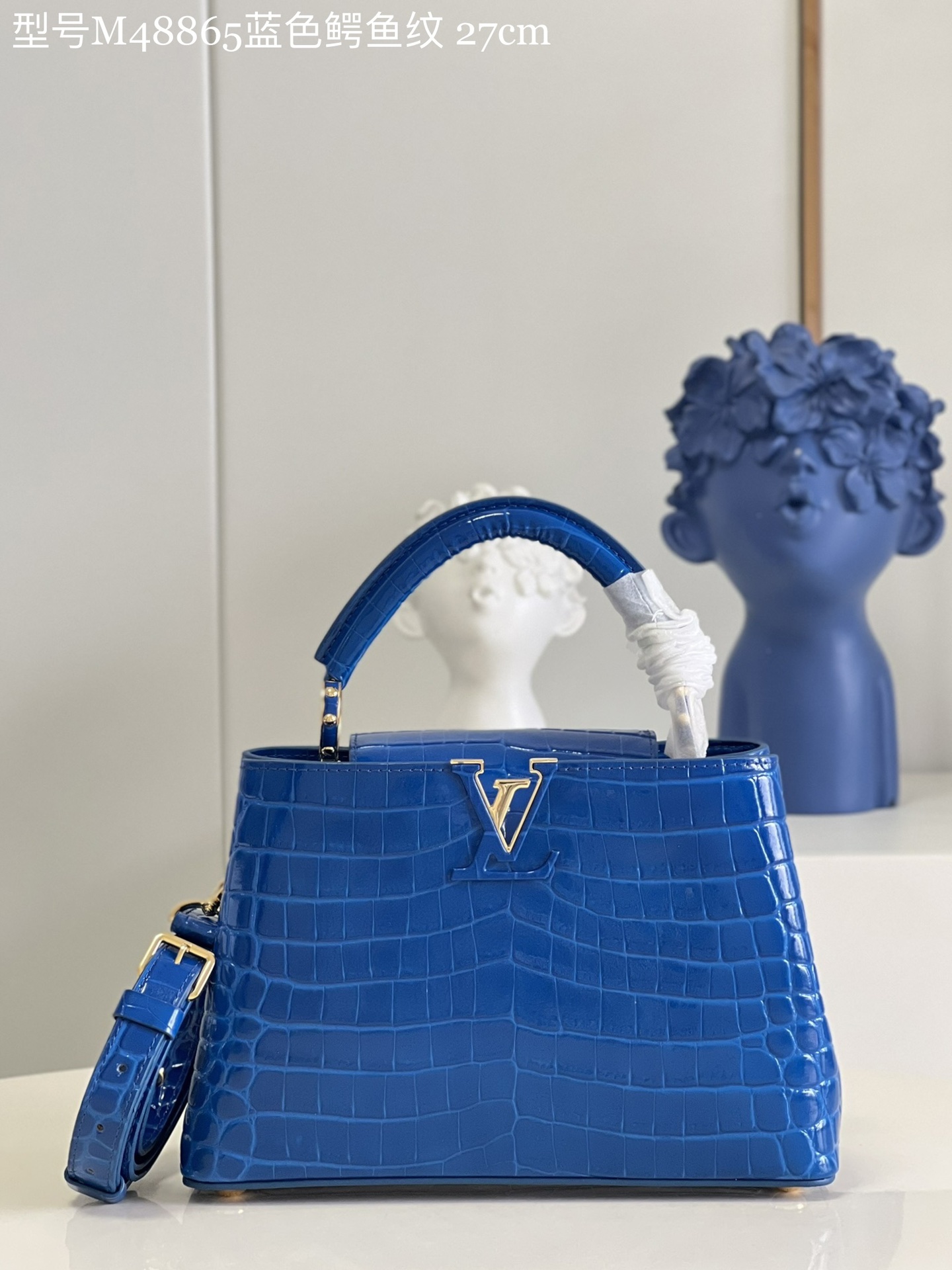 Louis Vuitton LV Capucines Bags Handbags Blue Crocodile Leather Goat Skin Sheepskin M48865