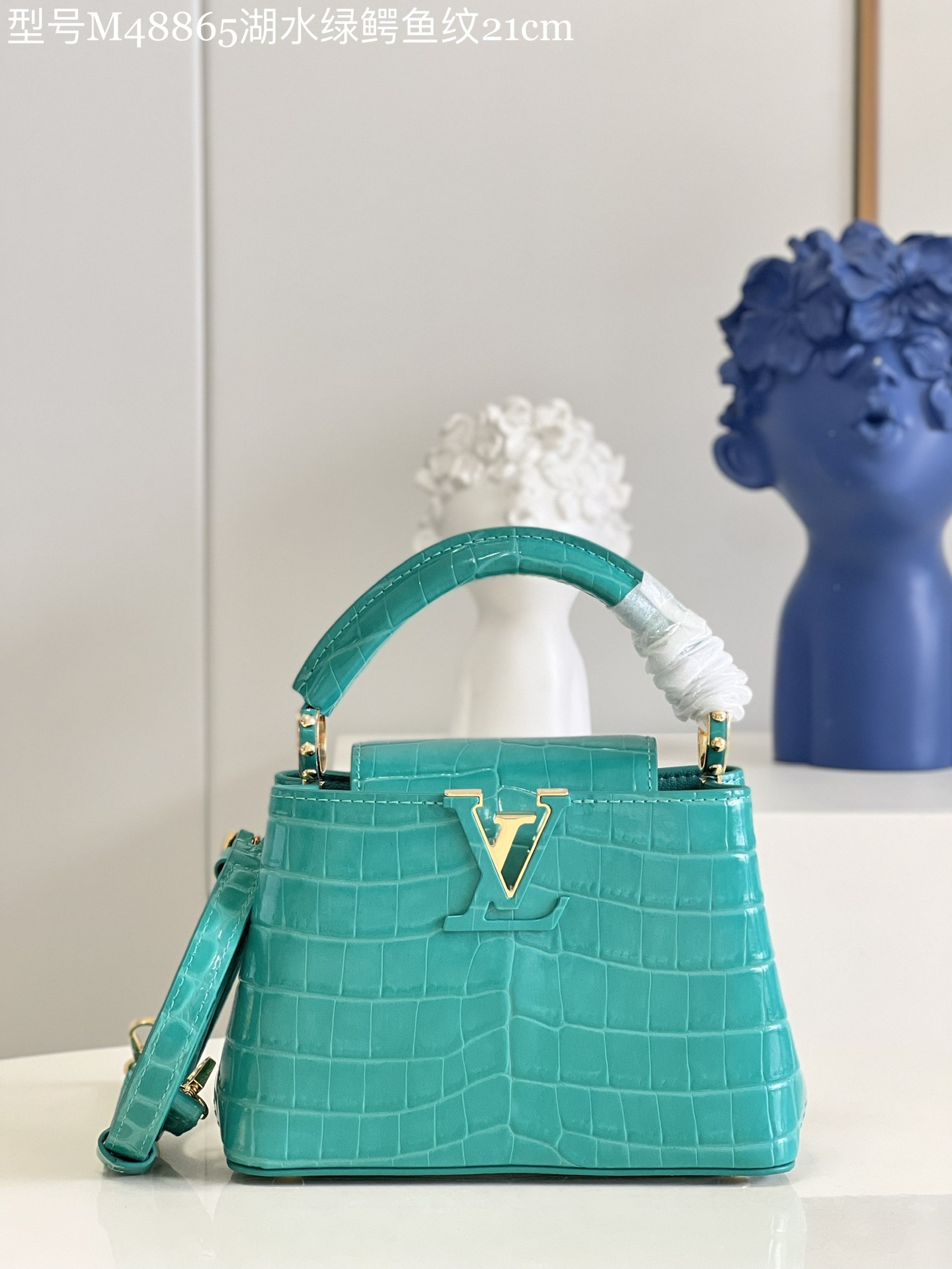 Louis Vuitton LV Capucines AAAAA
 Bags Handbags Green Crocodile Leather Goat Skin Sheepskin Mini M48865