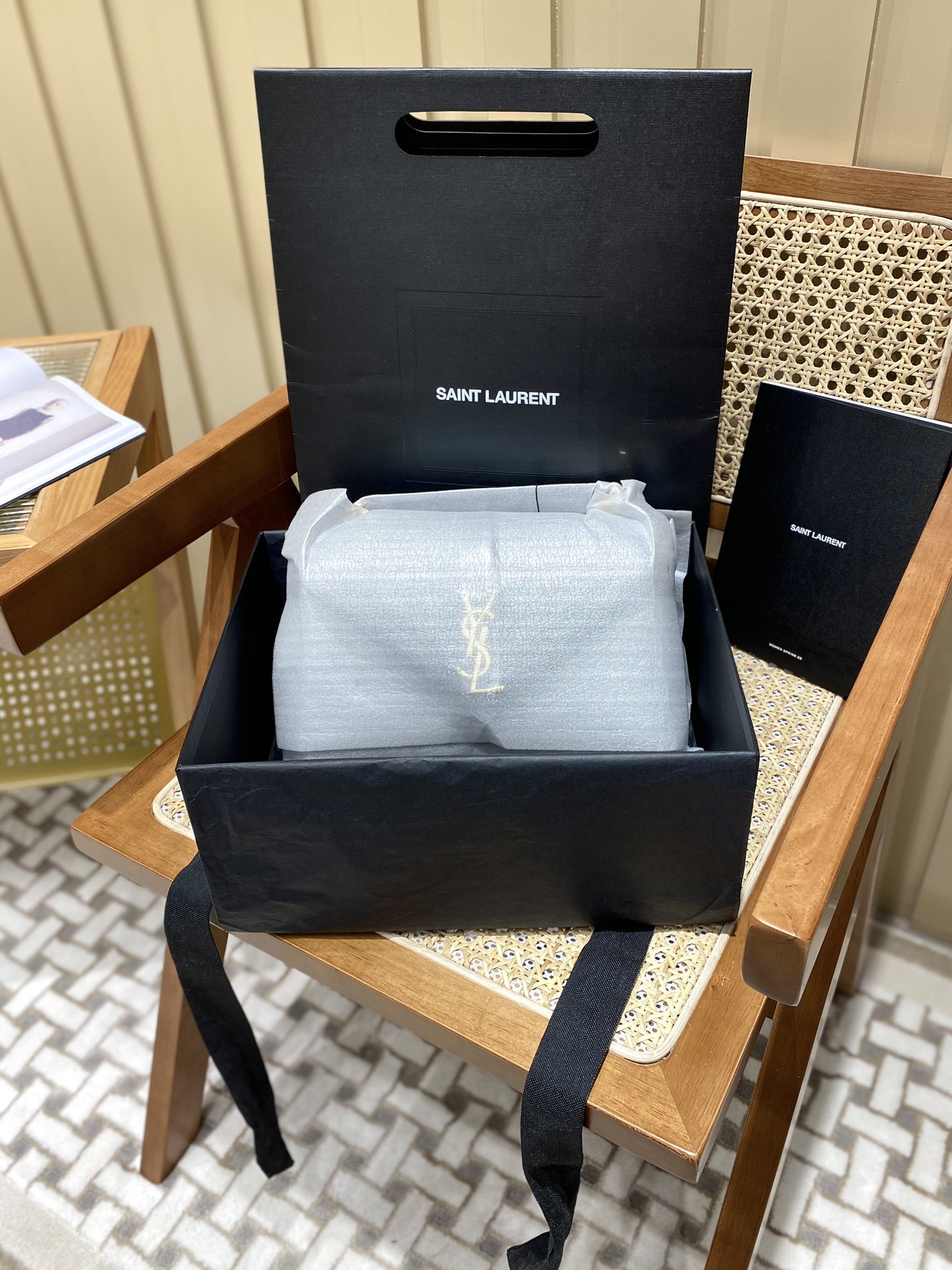 Saint laurent Ysl Monogram college_24cm黑色金扣428056