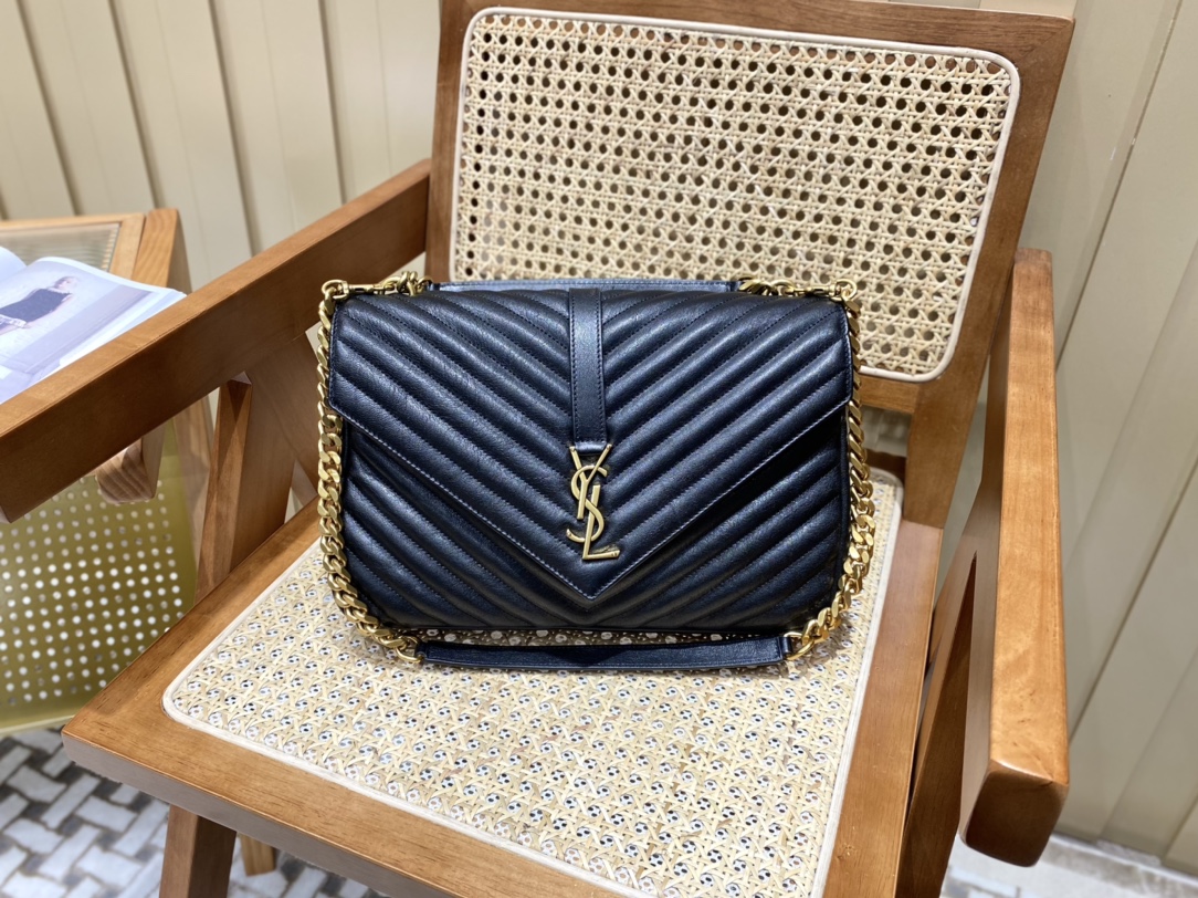 Saint laurent Ysl Monogram college_32cm黑色金扣392738