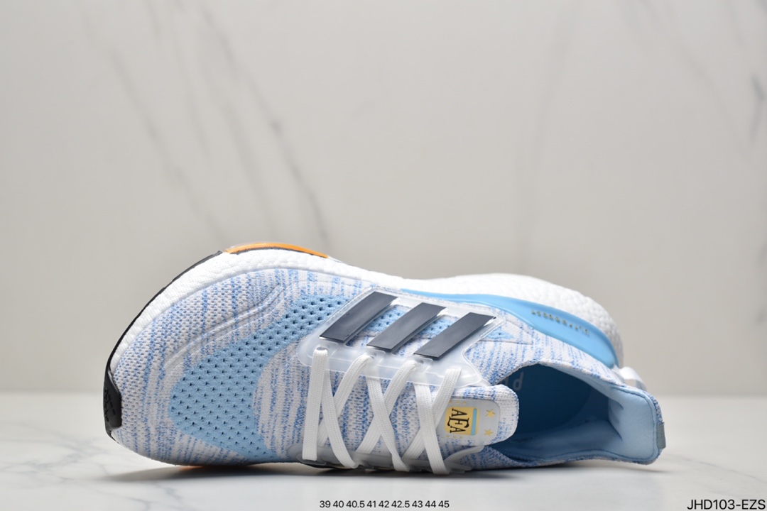 190 阿迪达斯Adidas Ultra Boost 2021”White Clear Blue”UB2021版袜套式针织鞋面休闲运动慢跑鞋GZ7120