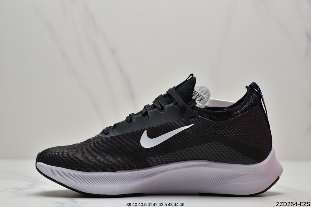 250 耐克Nike Zoom Fly 4”Barely Volt”飞行4代马拉松系列低帮透气休闲运动慢跑鞋“ 黑白”CT2392-001