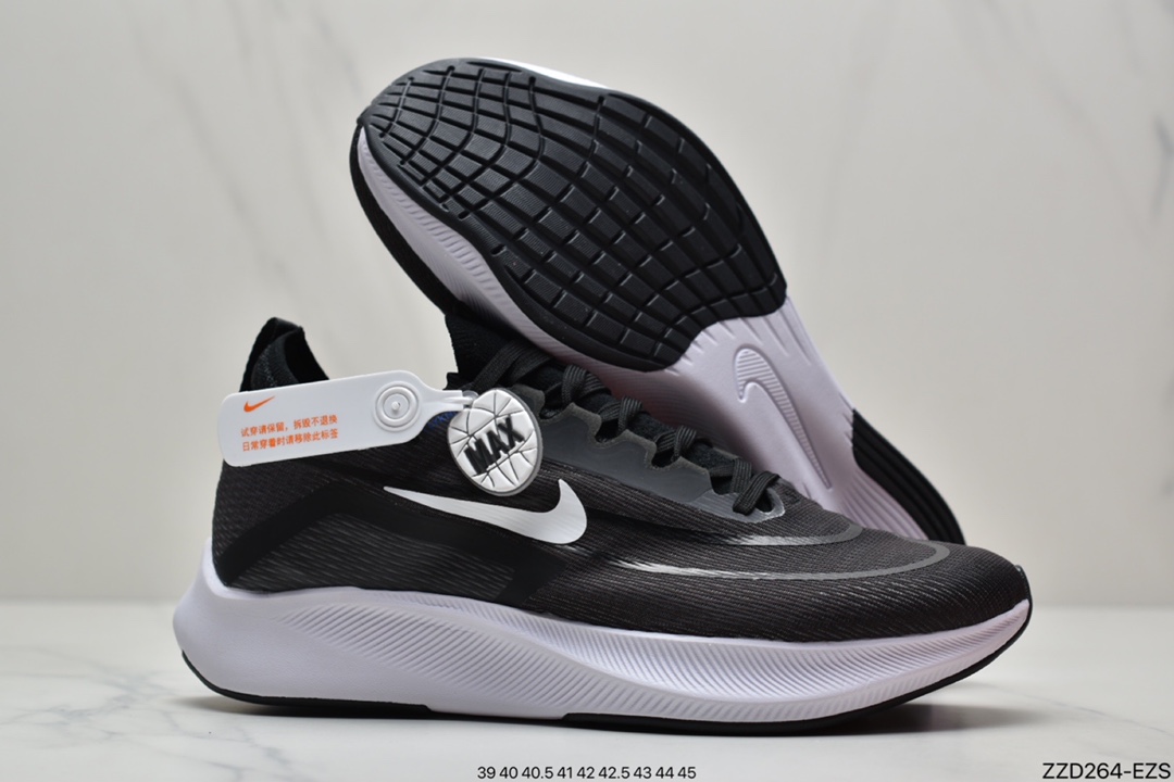 250 耐克Nike Zoom Fly 4”Barely Volt”飞行4代马拉松系列低帮透气休闲运动慢跑鞋“ 黑白”CT2392-001