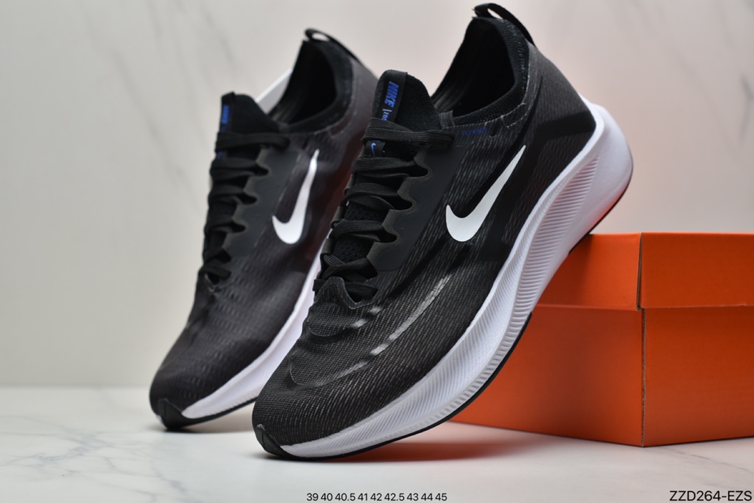 250 耐克Nike Zoom Fly 4”Barely Volt”飞行4代马拉松系列低帮透气休闲运动慢跑鞋“ 黑白”CT2392-001