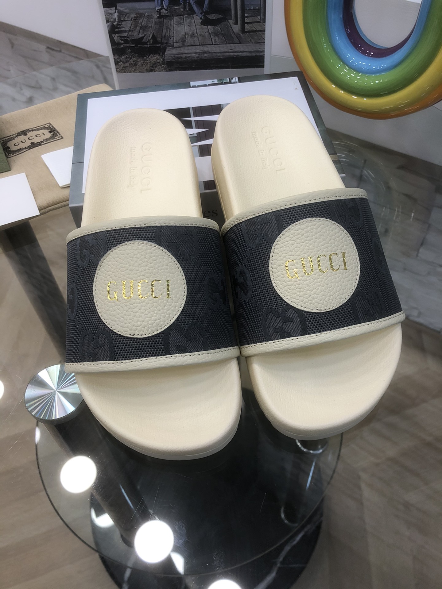 P Gucci Gucci 22SS Pantuflas casuales con logo para hombre y mujer Pantuflas Gucci Off The Grid, est