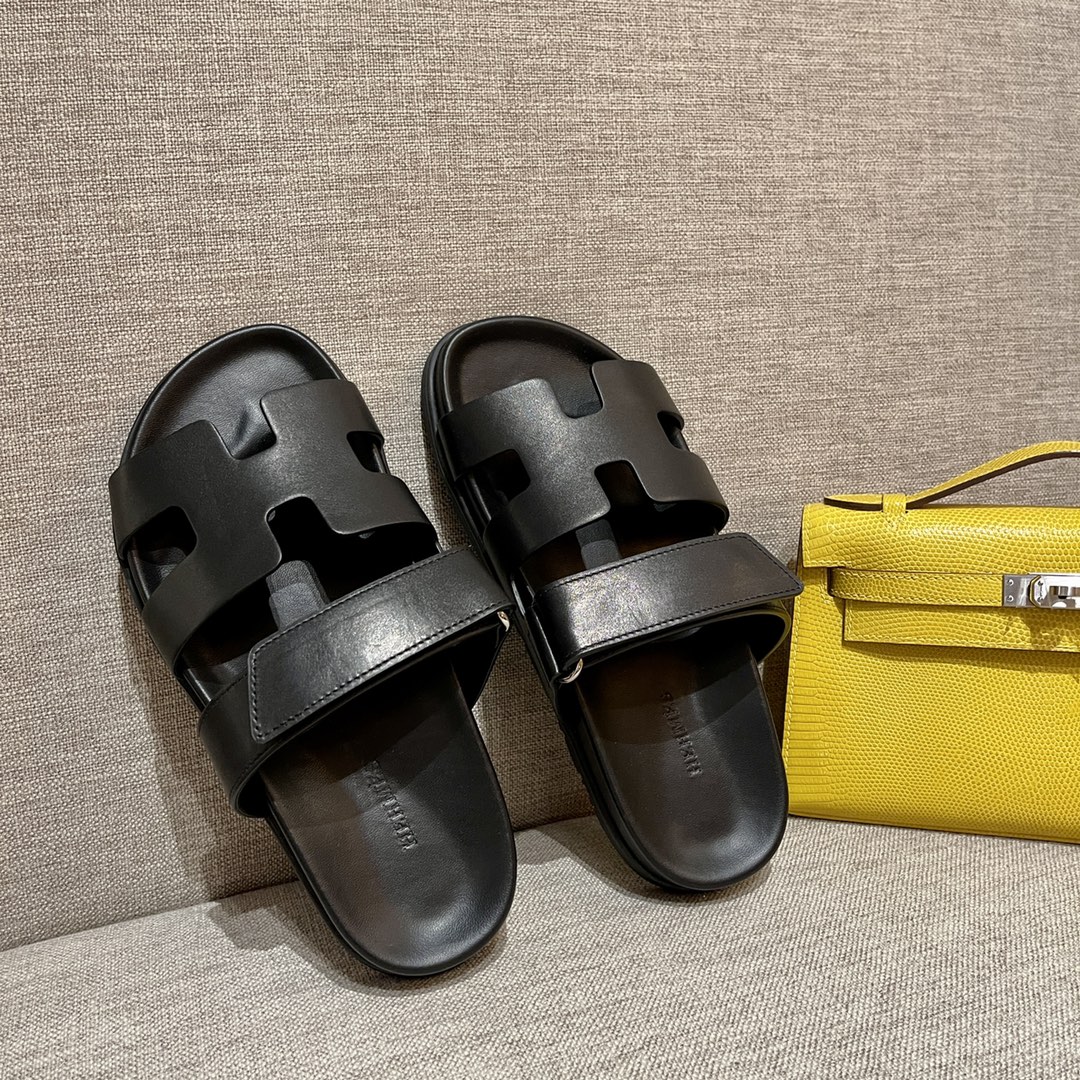 Hermes Shoes Sandals Black Summer Collection Fashion Casual
