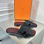 Hermes Sapatos Sandálias Chinelos Luxo barato
 Homens Couro de vaca genuíno Colecção Verão Praia