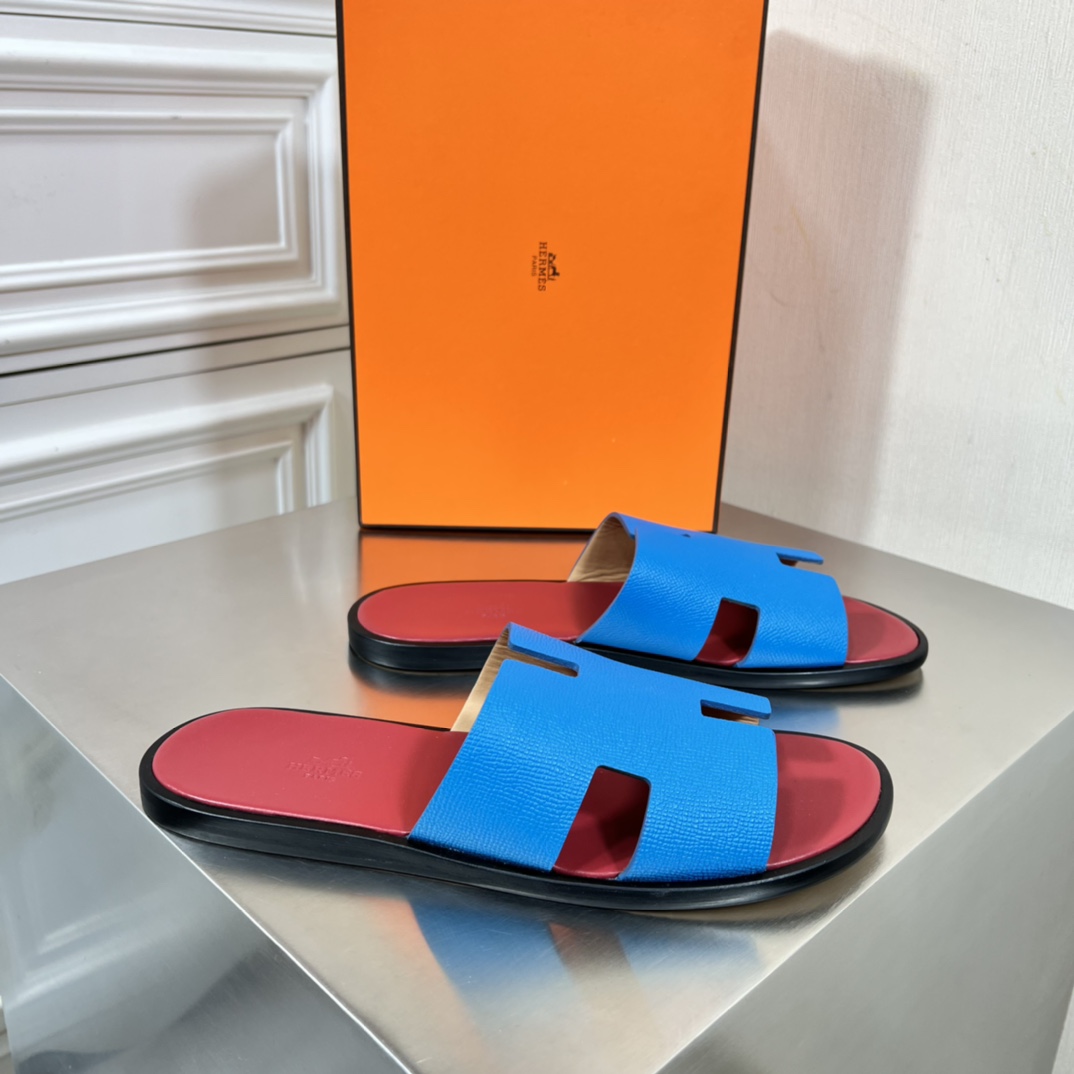 Hermes Shoes Sandals Slippers Shop Now
 Men Cowhide Genuine Leather Summer Collection Beach