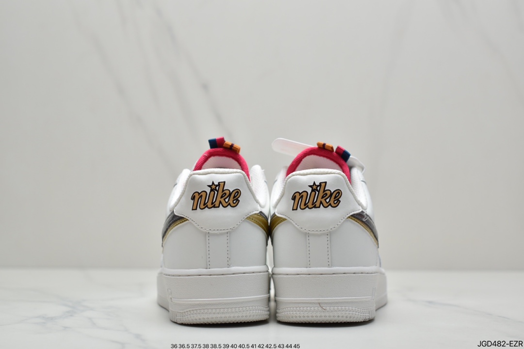 180 耐克Nike Air Force 1  “Double Swoosh” 灰金双钩 空军一号百搭运动板鞋DH9595-001