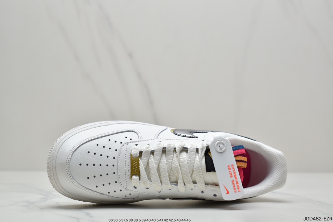 180 耐克Nike Air Force 1  “Double Swoosh” 灰金双钩 空军一号百搭运动板鞋DH9595-001