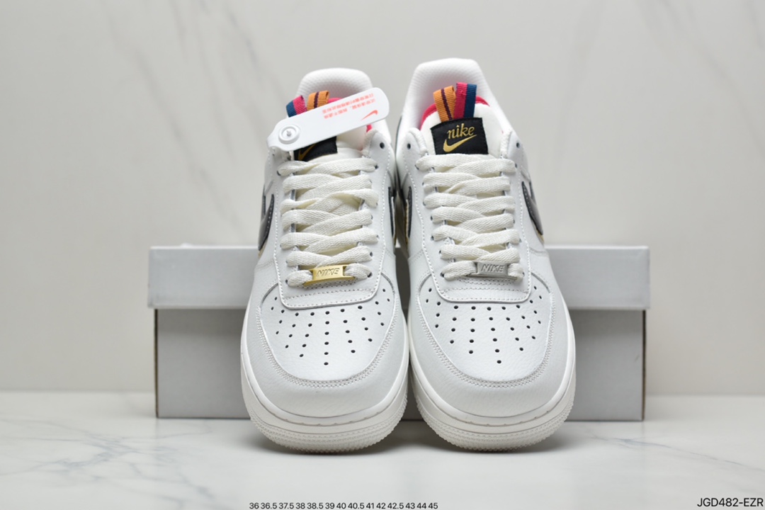 180 耐克Nike Air Force 1  “Double Swoosh” 灰金双钩 空军一号百搭运动板鞋DH9595-001