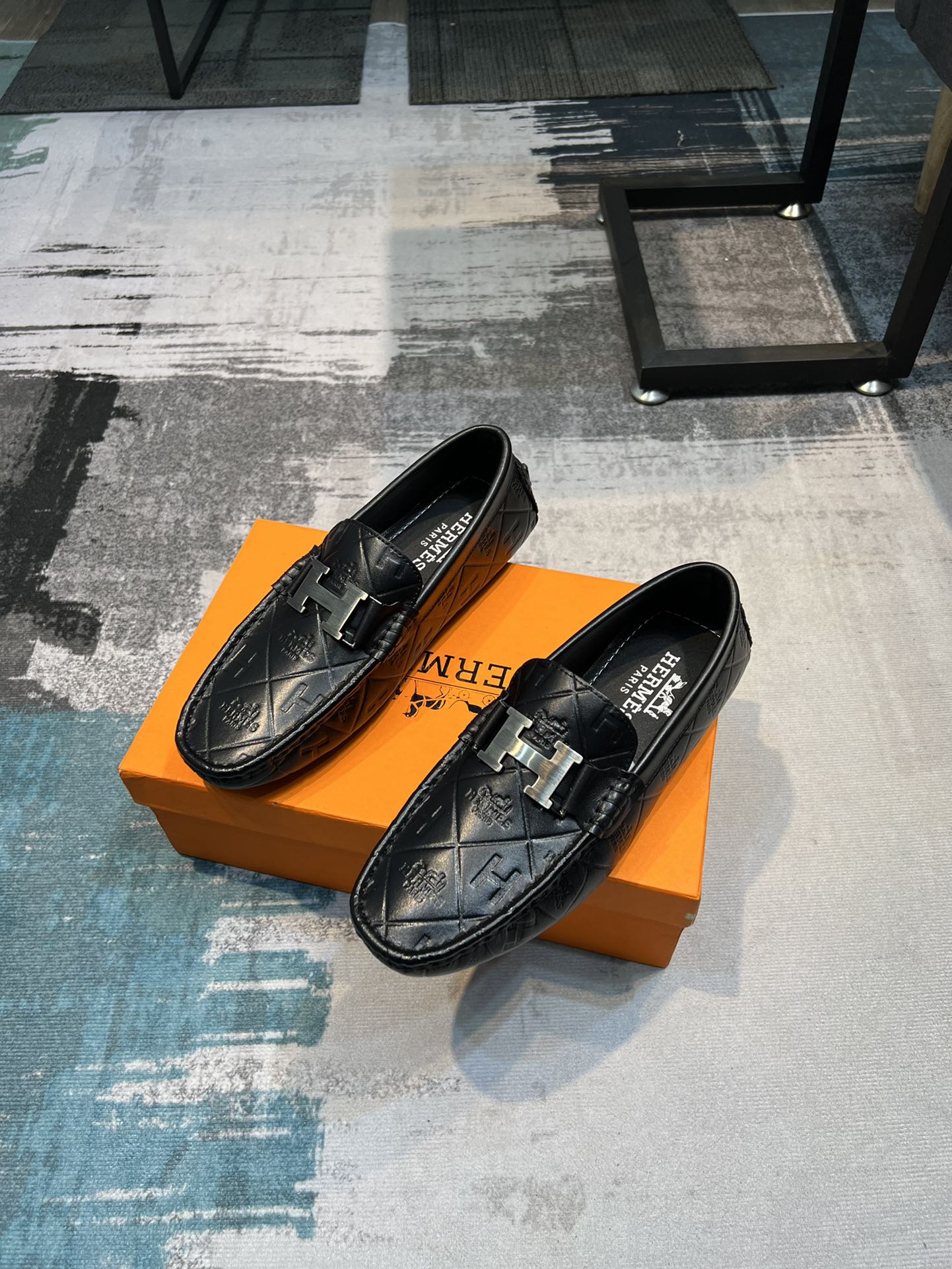 I0 爱玛仕经典男士豆豆鞋，进口牛皮，皮质细软，贴脚穿舒适，精致做工，男士一脚蹬休闲鞋 ，进口牛皮+真皮内里，防滑大底38-44码