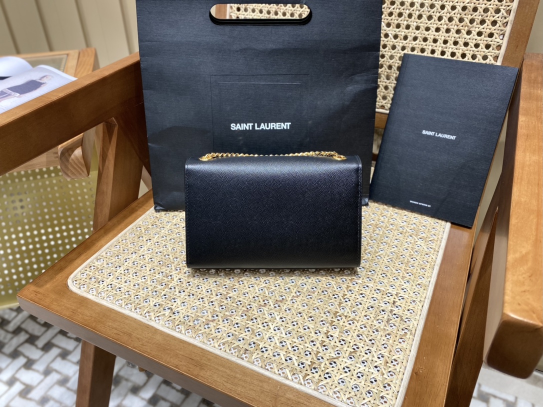 YSL 𝐊𝐚𝐭𝐞 20𝐜𝐦 鱼子酱流苏链条包 474366黑色/金扣