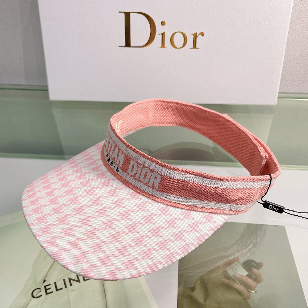Dior迪奥千鸟格刺绣字母遮阳帽