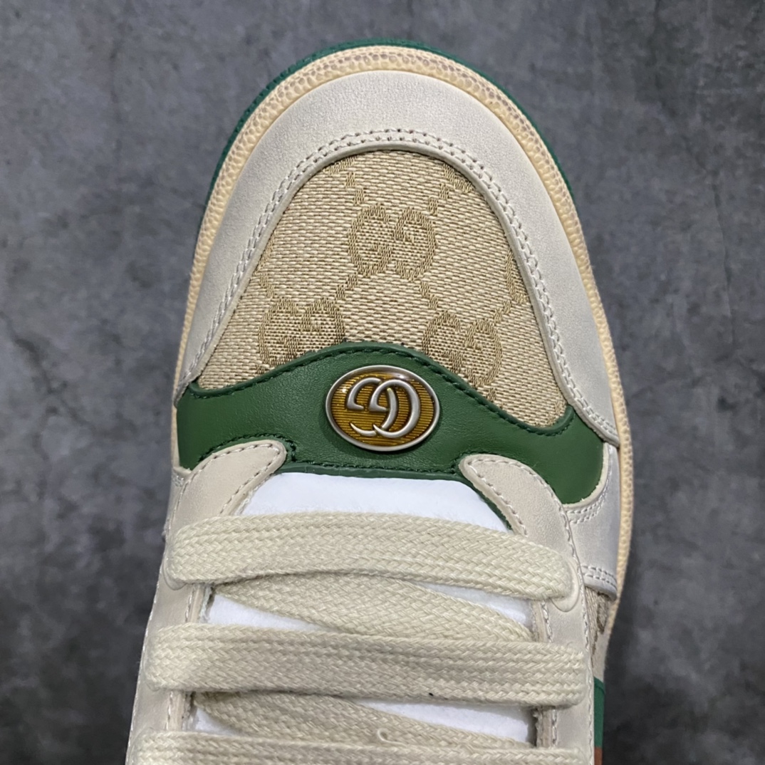 图片[5]-顶级代购版 Gucci做旧小脏鞋 ZP开发 原版开模 金属双G水晶圆柱形标 Gucci原版纹织带 真正水洗布标 鞋面擦色牛皮拼接经典双G布面料，皮面切口全油边封口工艺，原版毛巾布里细腻柔软更舒适透气，垫脚乳胶注塑一体，私模钢印，双色原版TPU大底(下层宽，上层窄) 配进口原版四边封干燥剂、原版18股鞋带，绿色盒子，与专柜配套包装一致 尺码：女34-40 男38-45-选品中心