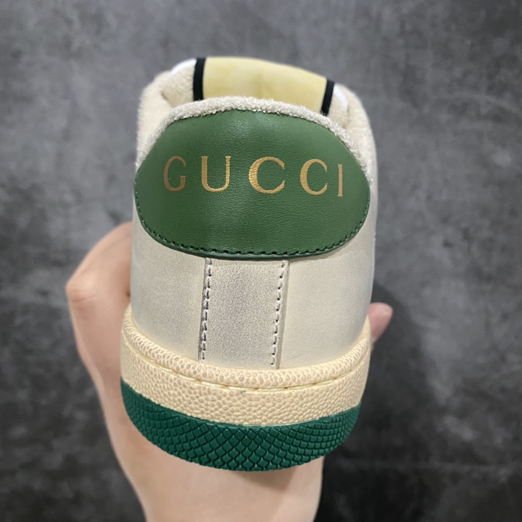 图片[4]-顶级代购版 Gucci做旧小脏鞋 ZP开发 原版开模 金属双G水晶圆柱形标 Gucci原版纹织带 真正水洗布标 鞋面擦色牛皮拼接经典双G布面料，皮面切口全油边封口工艺，原版毛巾布里细腻柔软更舒适透气，垫脚乳胶注塑一体，私模钢印，双色原版TPU大底(下层宽，上层窄) 配进口原版四边封干燥剂、原版18股鞋带，绿色盒子，与专柜配套包装一致 尺码：女34-40 男38-45-选品中心