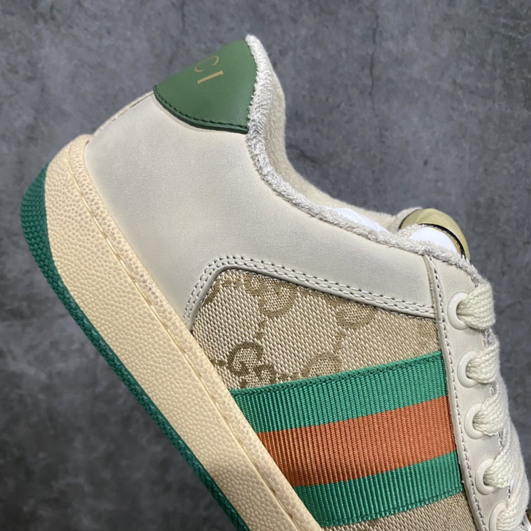 图片[7]-顶级代购版 Gucci做旧小脏鞋 ZP开发 原版开模 金属双G水晶圆柱形标 Gucci原版纹织带 真正水洗布标 鞋面擦色牛皮拼接经典双G布面料，皮面切口全油边封口工艺，原版毛巾布里细腻柔软更舒适透气，垫脚乳胶注塑一体，私模钢印，双色原版TPU大底(下层宽，上层窄) 配进口原版四边封干燥剂、原版18股鞋带，绿色盒子，与专柜配套包装一致 尺码：女34-40 男38-45-选品中心