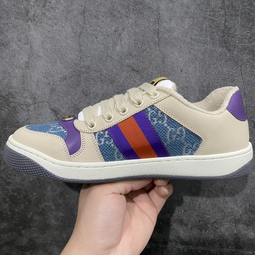 图片[2]-顶级代购版 Gucci做旧小脏鞋 ZP开发 原版开模 金属双G水晶圆柱形标 Gucci原版纹织带 真正水洗布标 鞋面擦色牛皮拼接经典双G布面料，皮面切口全油边封口工艺，原版毛巾布里细腻柔软更舒适透气，垫脚乳胶注塑一体，私模钢印，双色原版TPU大底(下层宽，上层窄) 配进口原版四边封干燥剂、原版18股鞋带，绿色盒子，与专柜配套包装一致 尺码：女34-40 男38-45-选品中心