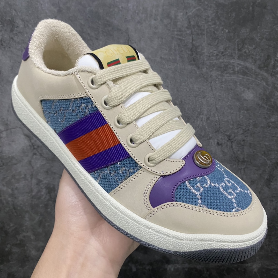 图片[3]-顶级代购版 Gucci做旧小脏鞋 ZP开发 原版开模 金属双G水晶圆柱形标 Gucci原版纹织带 真正水洗布标 鞋面擦色牛皮拼接经典双G布面料，皮面切口全油边封口工艺，原版毛巾布里细腻柔软更舒适透气，垫脚乳胶注塑一体，私模钢印，双色原版TPU大底(下层宽，上层窄) 配进口原版四边封干燥剂、原版18股鞋带，绿色盒子，与专柜配套包装一致 尺码：女34-40 男38-45-选品中心
