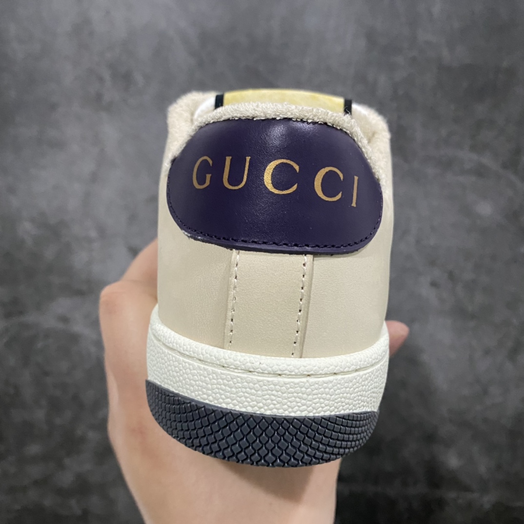 图片[4]-顶级代购版 Gucci做旧小脏鞋 ZP开发 原版开模 金属双G水晶圆柱形标 Gucci原版纹织带 真正水洗布标 鞋面擦色牛皮拼接经典双G布面料，皮面切口全油边封口工艺，原版毛巾布里细腻柔软更舒适透气，垫脚乳胶注塑一体，私模钢印，双色原版TPU大底(下层宽，上层窄) 配进口原版四边封干燥剂、原版18股鞋带，绿色盒子，与专柜配套包装一致 尺码：女34-40 男38-45-选品中心