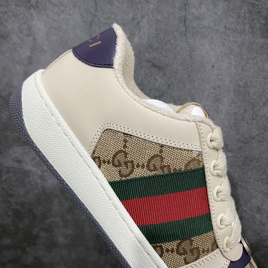图片[7]-顶级代购版 Gucci做旧小脏鞋 ZP开发 原版开模 金属双G水晶圆柱形标 Gucci原版纹织带 真正水洗布标 鞋面擦色牛皮拼接经典双G布面料，皮面切口全油边封口工艺，原版毛巾布里细腻柔软更舒适透气，垫脚乳胶注塑一体，私模钢印，双色原版TPU大底(下层宽，上层窄) 配进口原版四边封干燥剂、原版18股鞋带，绿色盒子，与专柜配套包装一致 尺码：女34-40 男38-45-选品中心