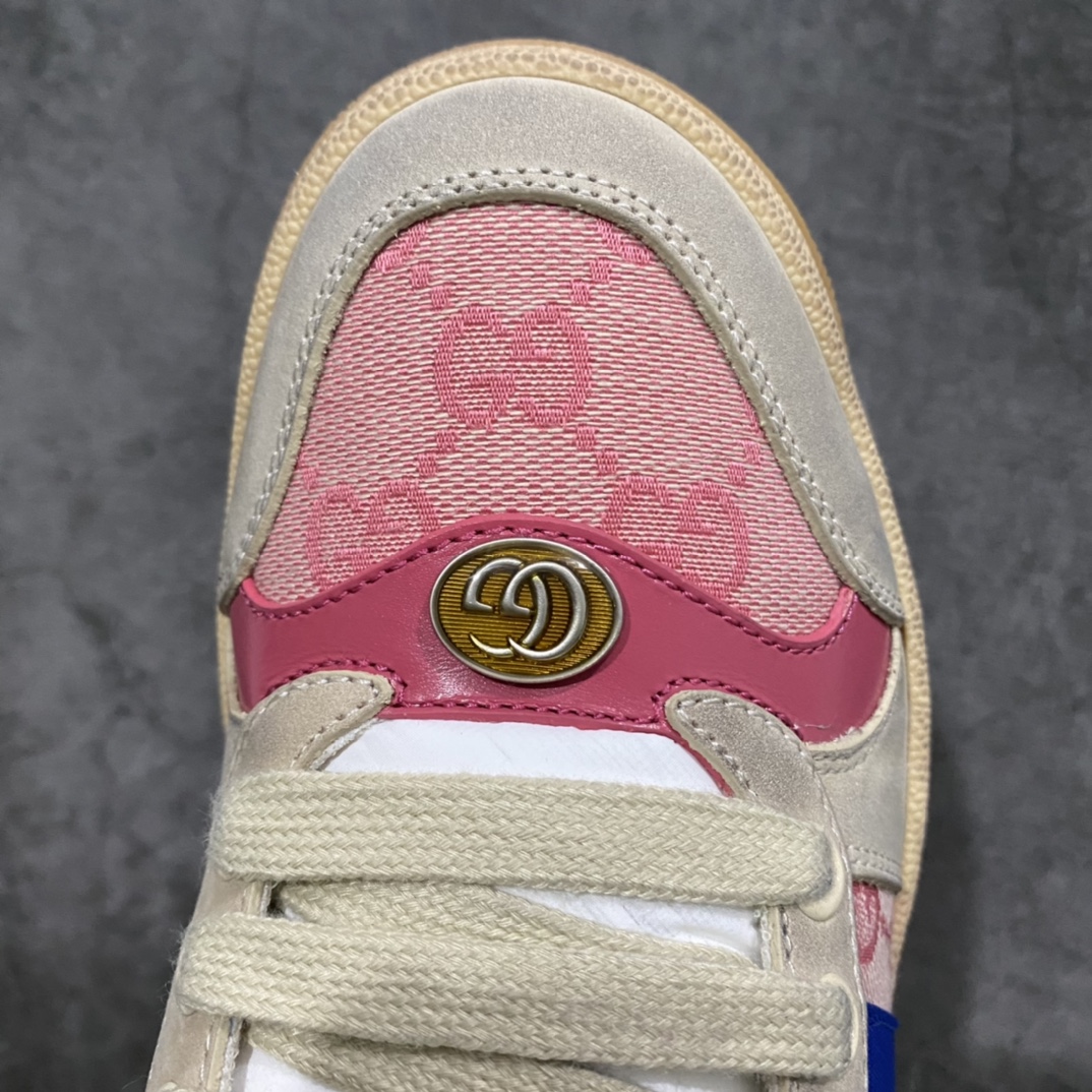 图片[5]-顶级代购版 Gucci做旧小脏鞋 ZP开发 原版开模 金属双G水晶圆柱形标 Gucci原版纹织带 真正水洗布标 鞋面擦色牛皮拼接经典双G布面料，皮面切口全油边封口工艺，原版毛巾布里细腻柔软更舒适透气，垫脚乳胶注塑一体，私模钢印，双色原版TPU大底(下层宽，上层窄) 配进口原版四边封干燥剂、原版18股鞋带，绿色盒子，与专柜配套包装一致 尺码：女34-40 男38-45-选品中心