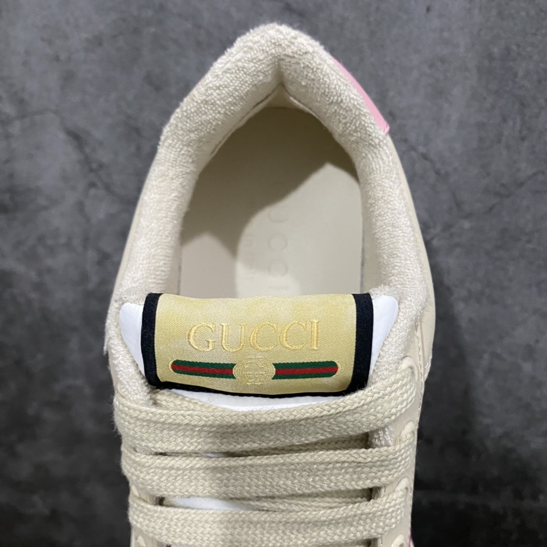 图片[9]-顶级代购版 Gucci做旧小脏鞋 ZP开发 原版开模 金属双G水晶圆柱形标 Gucci原版纹织带 真正水洗布标 鞋面擦色牛皮拼接经典双G布面料，皮面切口全油边封口工艺，原版毛巾布里细腻柔软更舒适透气，垫脚乳胶注塑一体，私模钢印，双色原版TPU大底(下层宽，上层窄) 配进口原版四边封干燥剂、原版18股鞋带，绿色盒子，与专柜配套包装一致 尺码：女34-40 男38-45-选品中心