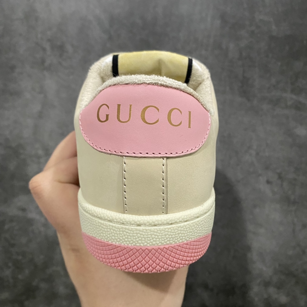 图片[4]-顶级代购版 Gucci做旧小脏鞋 ZP开发 原版开模 金属双G水晶圆柱形标 Gucci原版纹织带 真正水洗布标 鞋面擦色牛皮拼接经典双G布面料，皮面切口全油边封口工艺，原版毛巾布里细腻柔软更舒适透气，垫脚乳胶注塑一体，私模钢印，双色原版TPU大底(下层宽，上层窄) 配进口原版四边封干燥剂、原版18股鞋带，绿色盒子，与专柜配套包装一致 尺码：女34-40 男38-45-选品中心