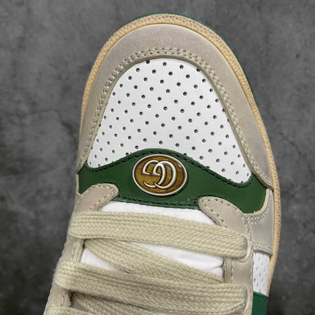 图片[5]-顶级代购版 Gucci做旧小脏鞋 ZP开发 原版开模 金属双G水晶圆柱形标 Gucci原版纹织带 真正水洗布标 鞋面擦色牛皮拼接经典双G布面料，皮面切口全油边封口工艺，原版毛巾布里细腻柔软更舒适透气，垫脚乳胶注塑一体，私模钢印，双色原版TPU大底(下层宽，上层窄) 配进口原版四边封干燥剂、原版18股鞋带，绿色盒子，与专柜配套包装一致 尺码：女34-40 男38-45-选品中心