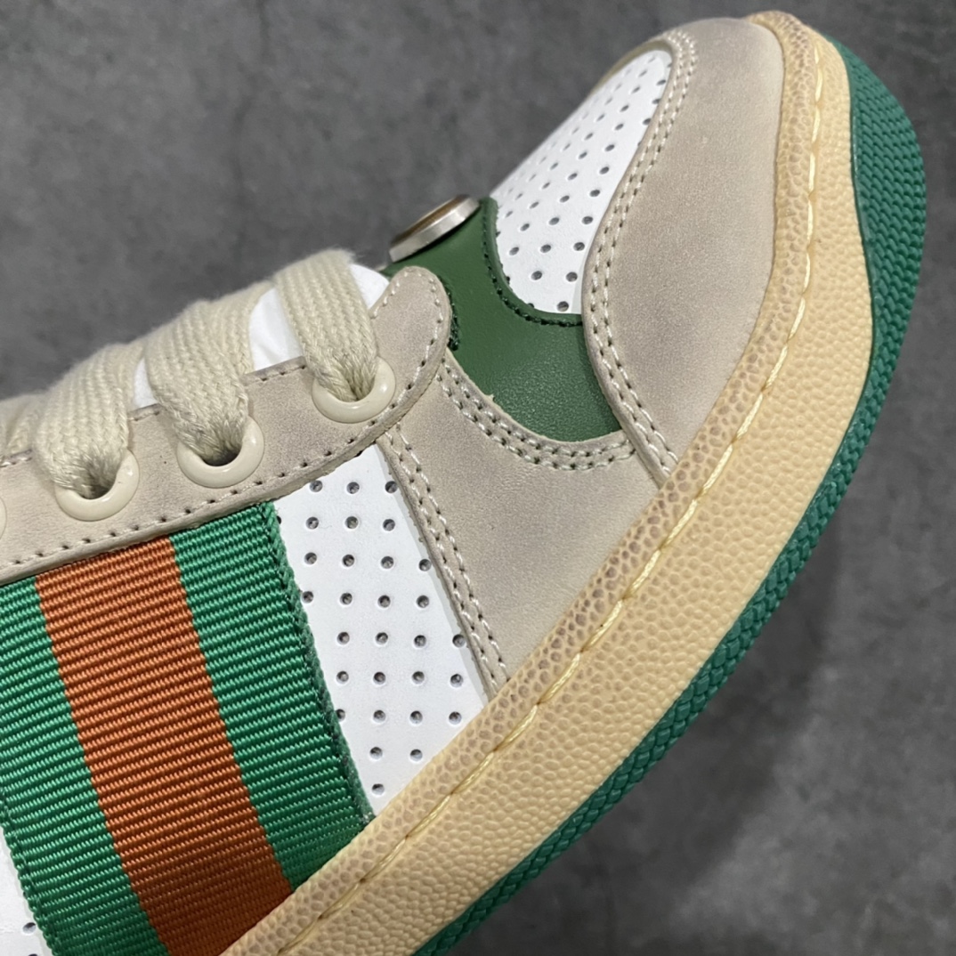图片[7]-顶级代购版 Gucci做旧小脏鞋 ZP开发 原版开模 金属双G水晶圆柱形标 Gucci原版纹织带 真正水洗布标 鞋面擦色牛皮拼接经典双G布面料，皮面切口全油边封口工艺，原版毛巾布里细腻柔软更舒适透气，垫脚乳胶注塑一体，私模钢印，双色原版TPU大底(下层宽，上层窄) 配进口原版四边封干燥剂、原版18股鞋带，绿色盒子，与专柜配套包装一致 尺码：女34-40 男38-45-选品中心