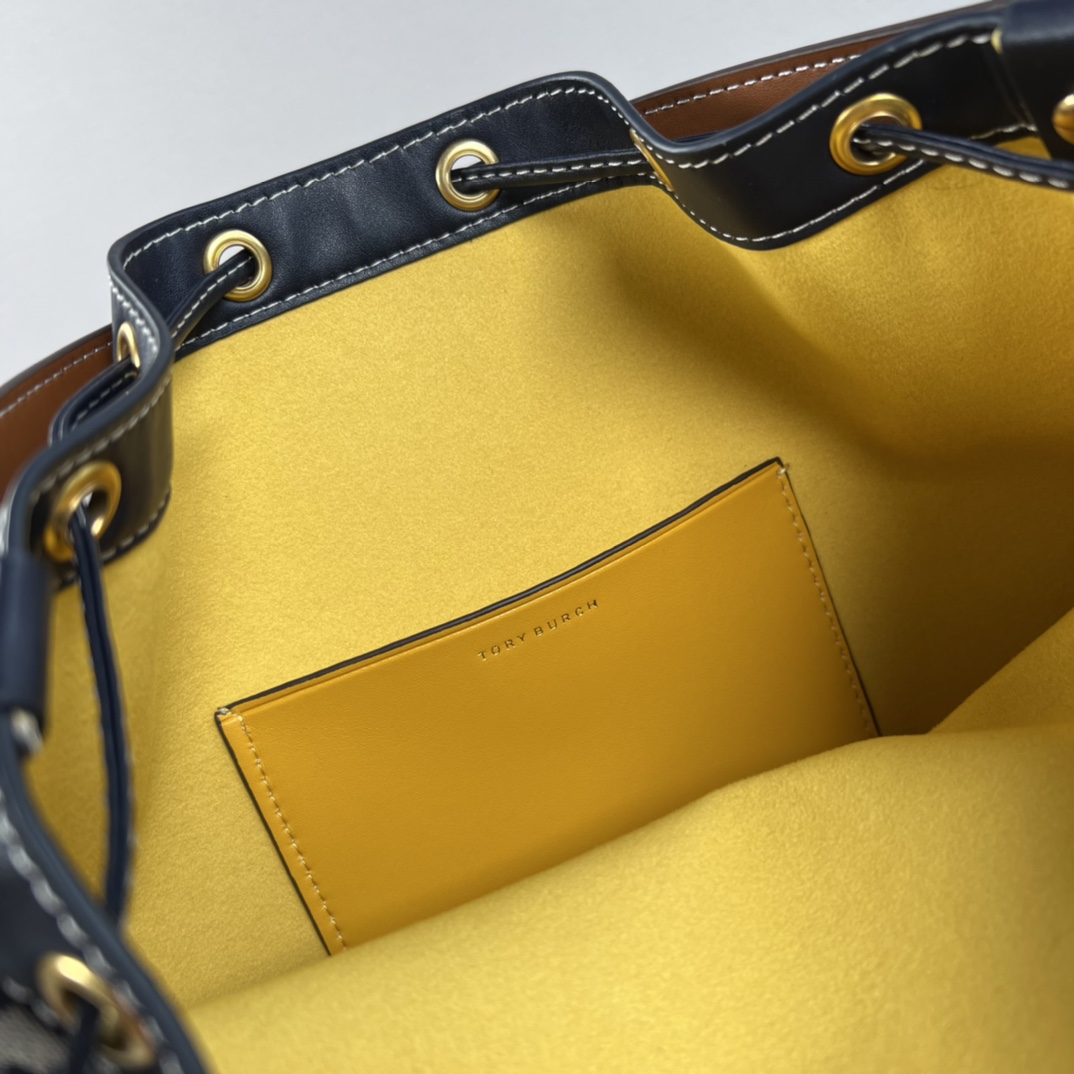 Tory Burch Tory burch T monogram系列提花老花手提水桶包 提花编织布料纹理丰富