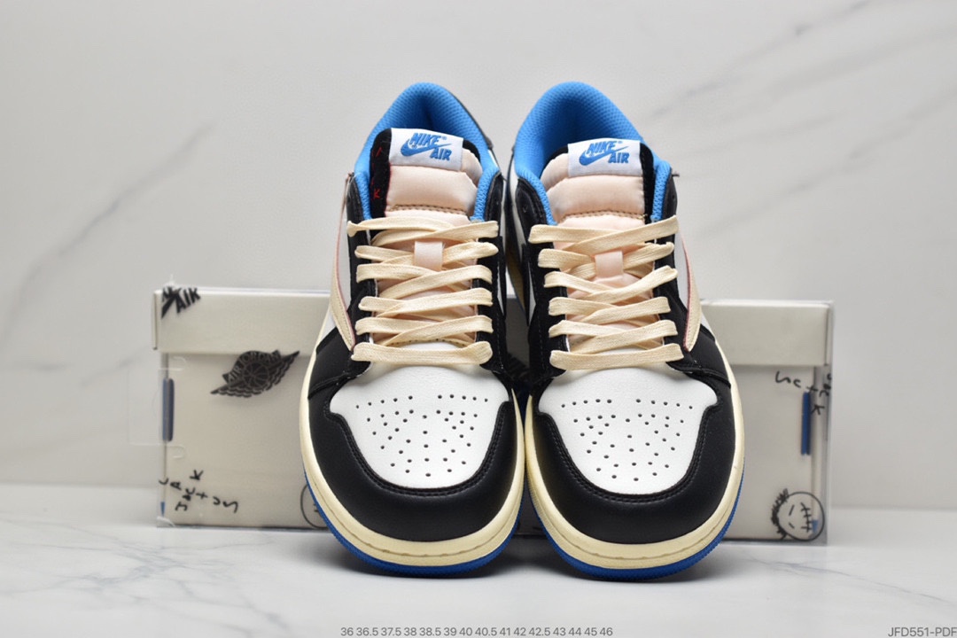 170 Travis Scott x Fragment x Air Jordan 1 Low“Military Blue”闪电倒钩高帮DM7866-140