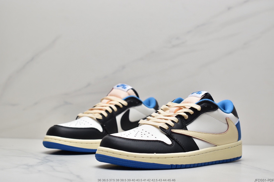 170 Travis Scott x Fragment x Air Jordan 1 Low“Military Blue”闪电倒钩高帮DM7866-140