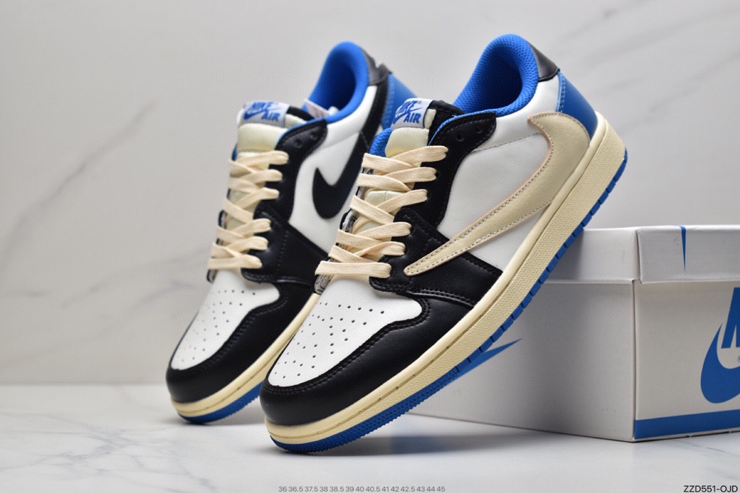250 Travis Scott x Fragment x Air Jordan 1 Low“Military Blue” 低帮闪电倒勾 DM7866-140