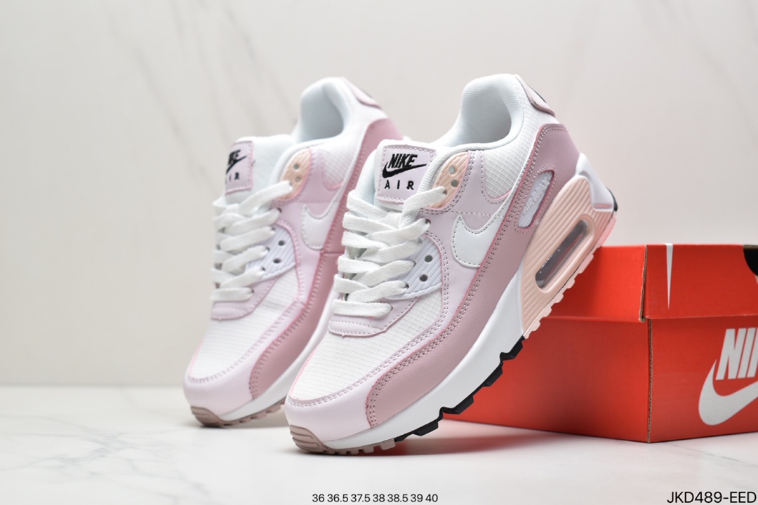 160 耐克Nike Air Max 90淡粉白粉樱花粉增高气垫跑鞋CV8819-100