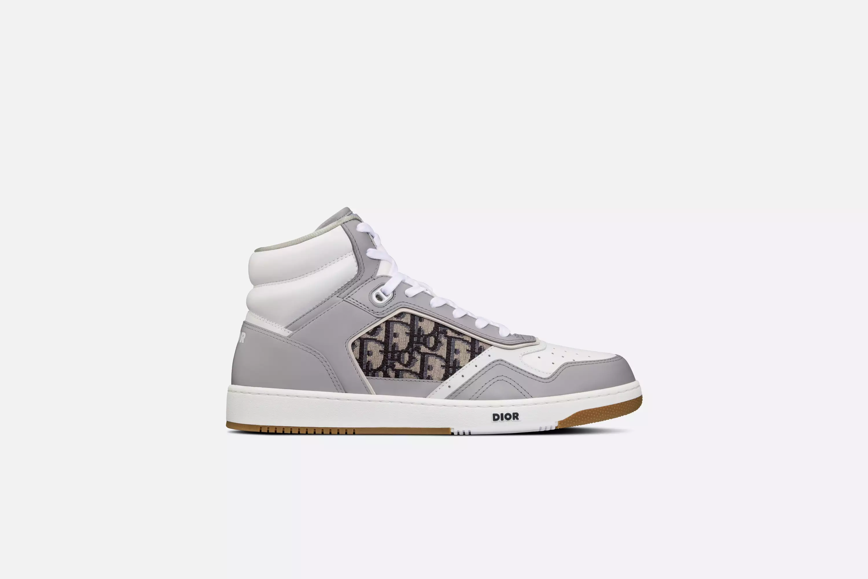 Dior High-Top Sneaker: Gray Leather, Oblique Accents, and Signature Details