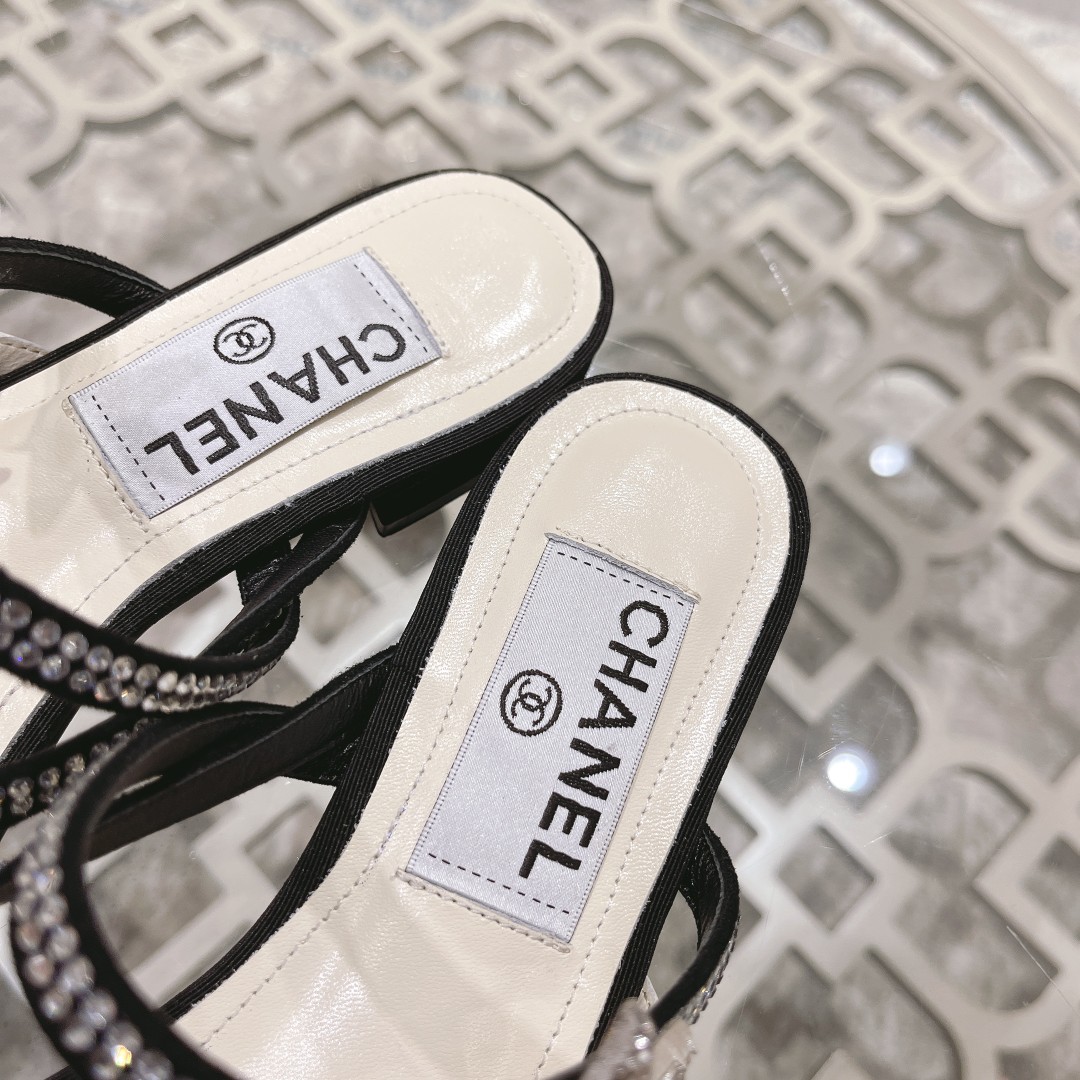 CHANEL 2022 principios de la primavera nueva espiga sandalias planas zapatillas Importados Swarovski