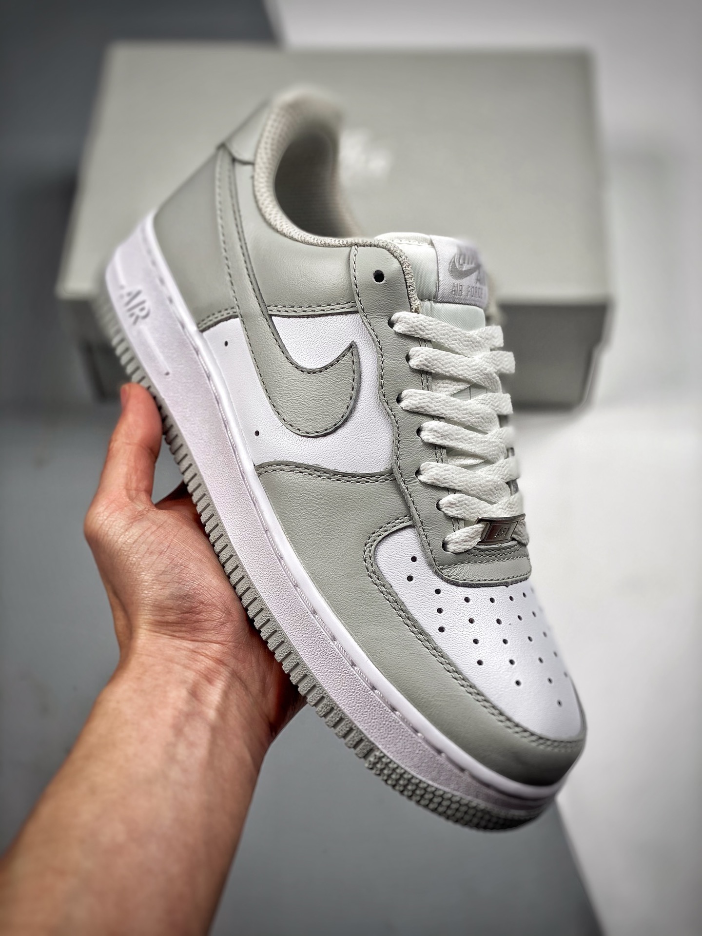 Push Hands 3 Nike Air Force 1 '07 "Vast Grey" Gris Blanco Zapatillas de Skate de Caña Baja Air Force One Cuero Personal…