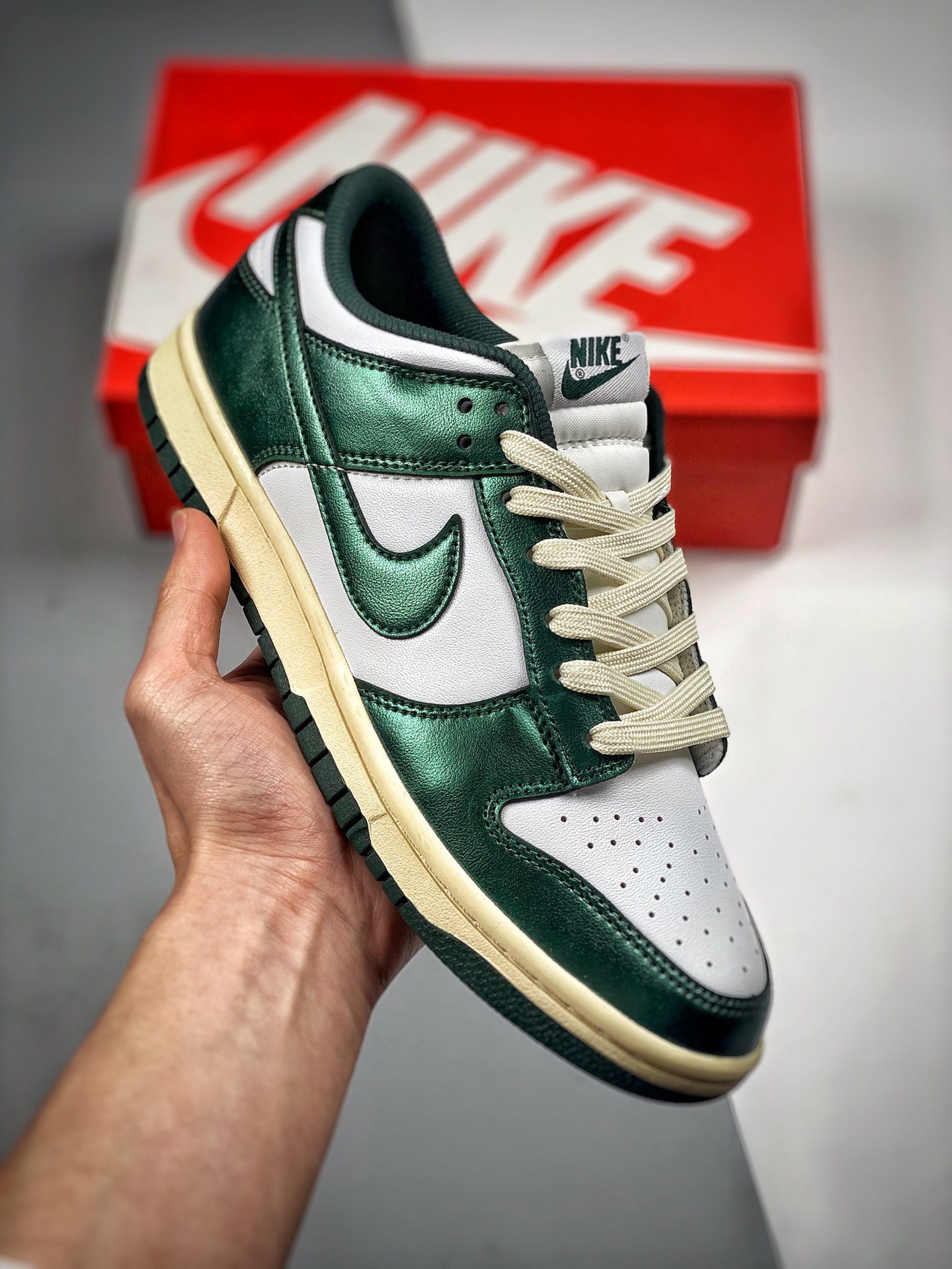 Empuje 4 Nk Dunk SB Low blanco y verde envejecido, producción original pura de gran fábrica, fotos reales de estreno, m…