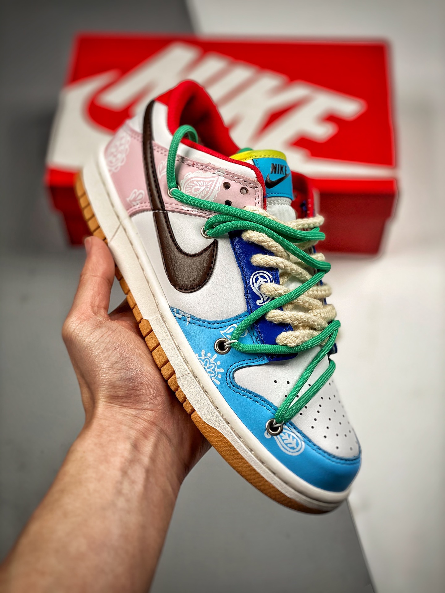 Empuje 5 Nike Dunk Low personalizado con tema Paisley, resistente al desgaste y antideslizante, zapatillas casuales de …