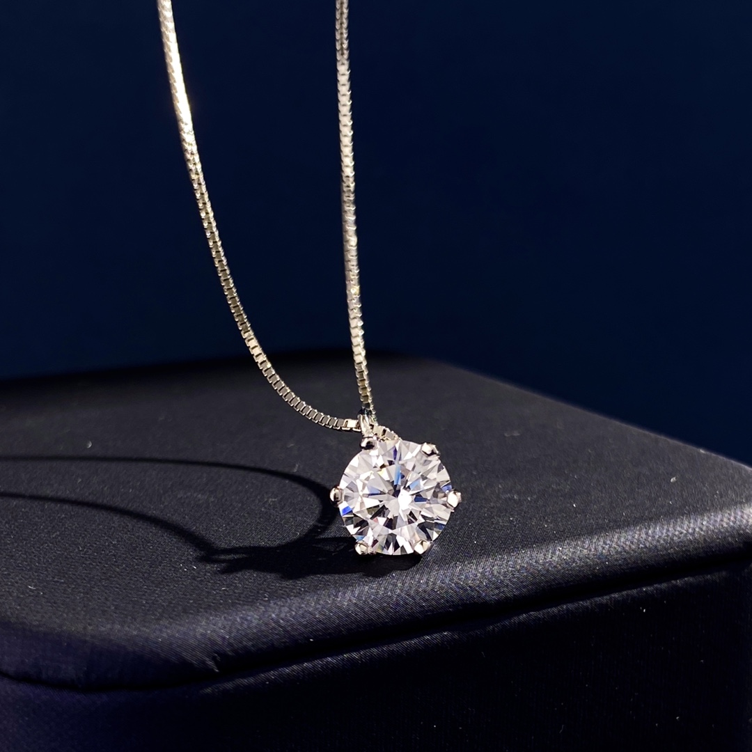 Tiffany & Co. Tiffany六爪3克拉单钻S925银可伸缩项链